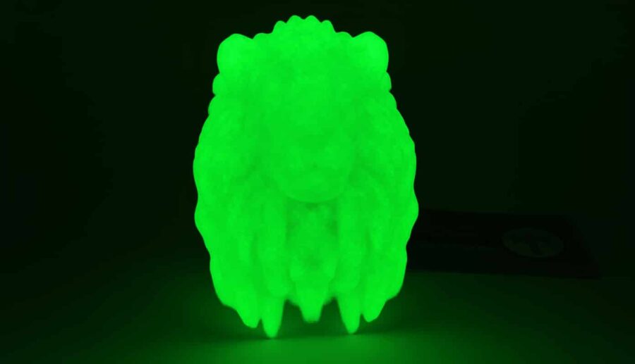 Tête de lion imprimée avec le filament Glow-In-The-Dark de ColorFabb